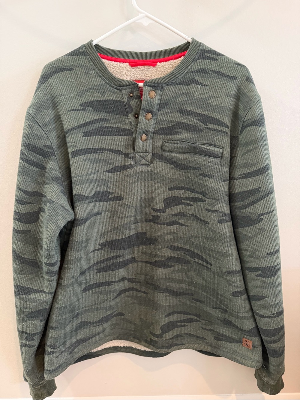 Coleman Camo Sherpa Lined Henley Pullover Long Sleeve Shirt